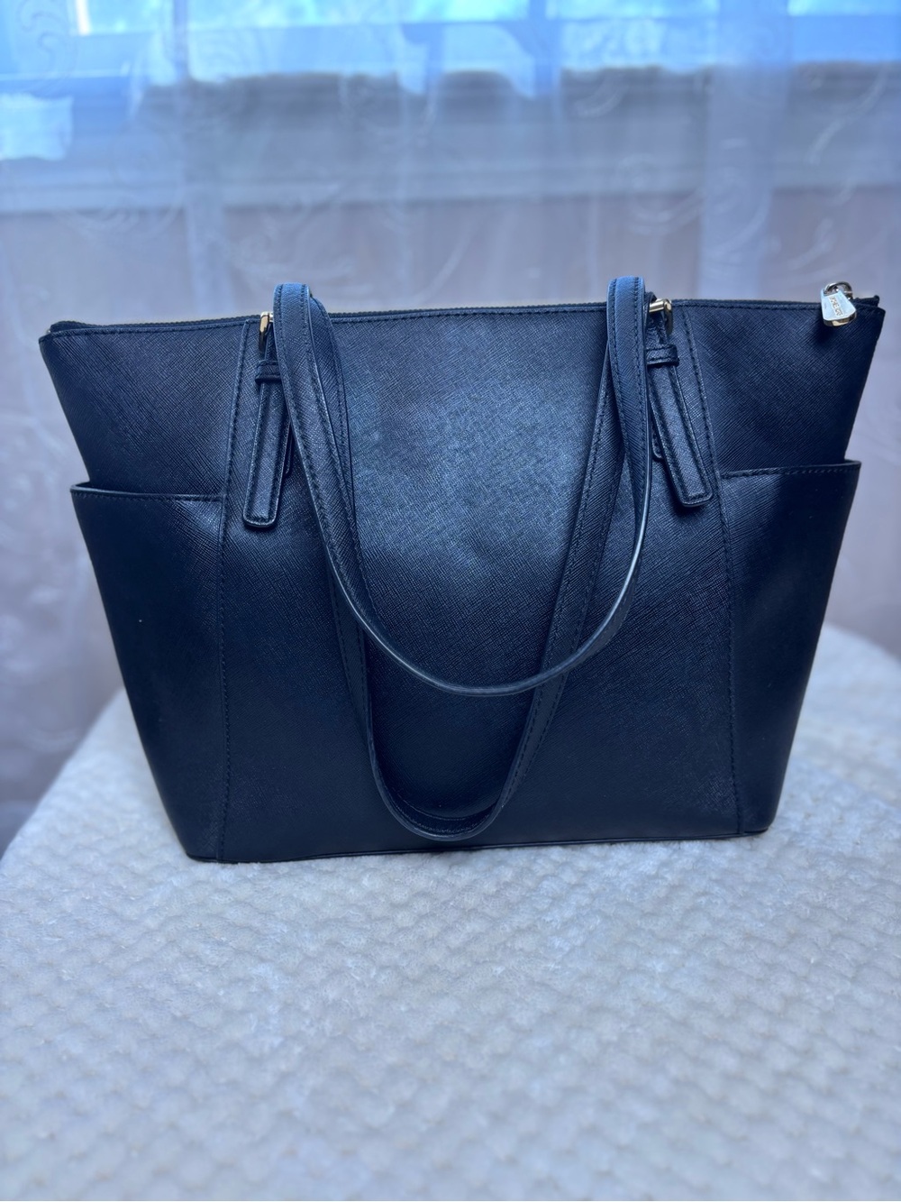 Michael Kors Black Saffiano Leather Tote with Gold Hardware - Picture 7 of 14